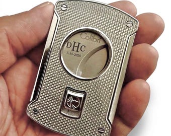 Custom Engraved Colibri Double Guillotine Cigar Cutter: For up to 56 Ring Gauge Cigars, Groomsmen Gift, Anniversary Gift,