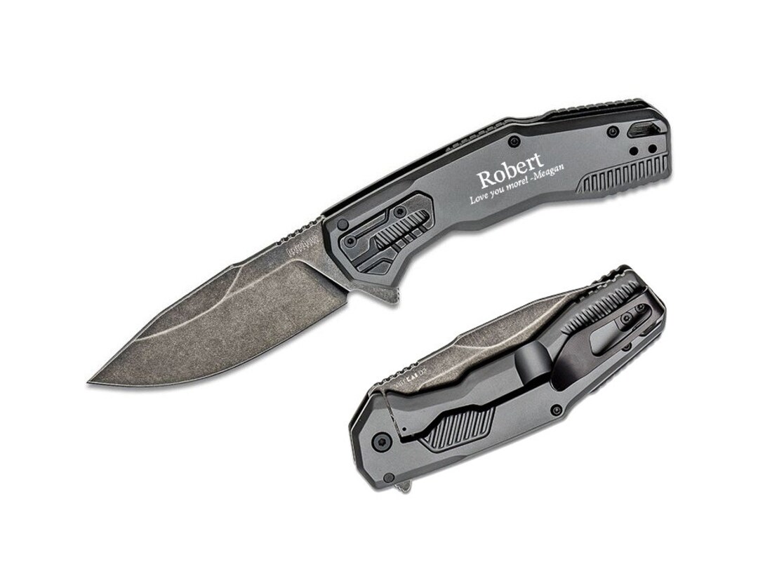 Kershaw Pocket Knife Engraved. Assisted Flipper Knife Etsy