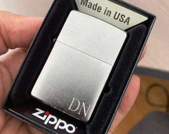 Genuine Zippo Lighter Personalized, Classic Brushed Chrome Zippo Engraved, Original Zippo Guaranteed