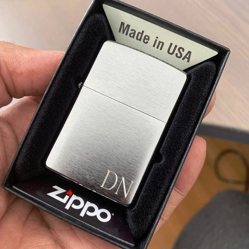 Zippo Lighter Engraved, Classic Brushed Chrome Zippo Lighter Engraved…