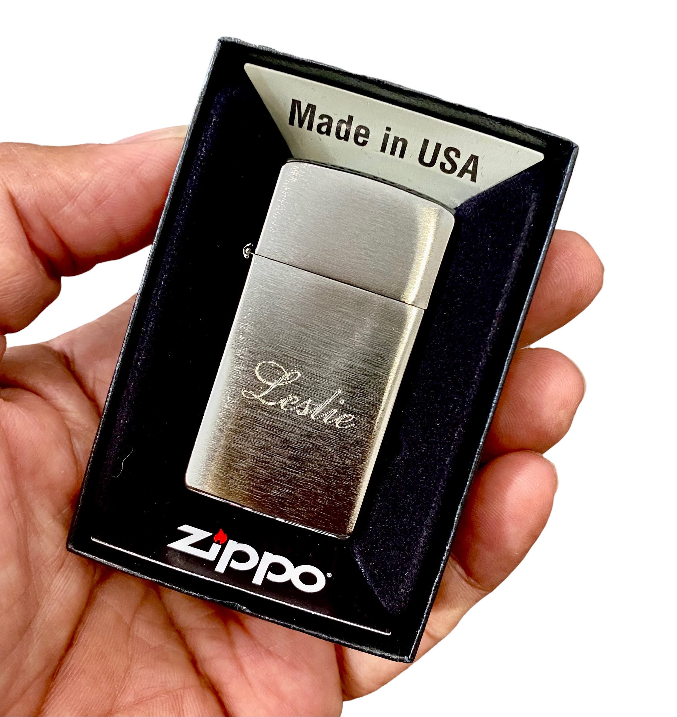 Genuine Zippo Lighter Personalized, Slim Brushed Chrome Zippo Engraved, Original  Zippo Guaranteed -  Israel