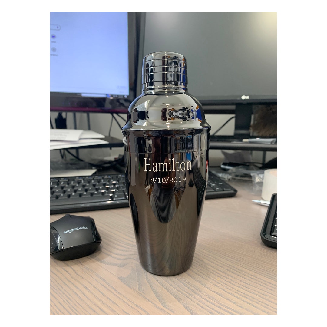 Cocktail Shaker Engraved, 16oz Stainless Steel Gunmetal Cocktail Shaker ...