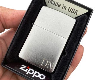 Custom Engraved Zippo Classic Brush Chrome Lighter: Refillable Windproof Pocket lighter, Made in USA