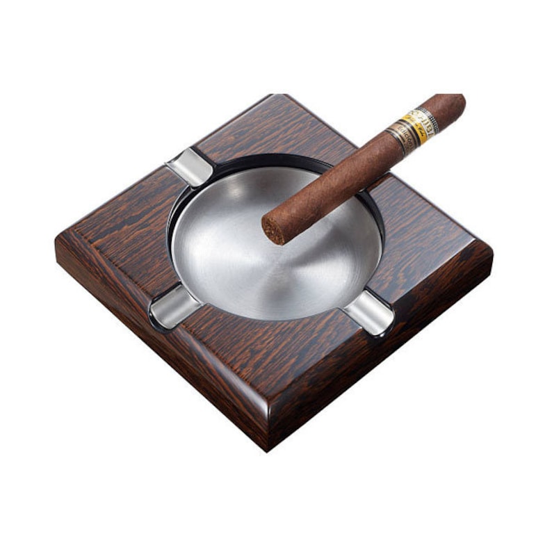 Personalized Cigar Ashtray Polished Wood Ashtray Engraved Etsy