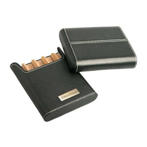 Cigar Case Engraved, Black Leather Cigar Case engraved, Groomsmen Gift, Birthday Gift, Fathers day Gift, Anniversary Gift - VCASE474