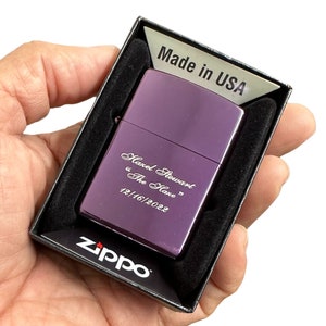Genuine Zippo Lighter Personalized, Purple Abyss Zippo Engraved, Original Zippo Guaranteed