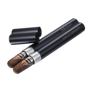 Tubo del cigarro grabado, negro mate acero inoxidable tubo grabado, regalo de los padrinos, regalo del día del padre, regalo de aniversario - VCASE2007BK