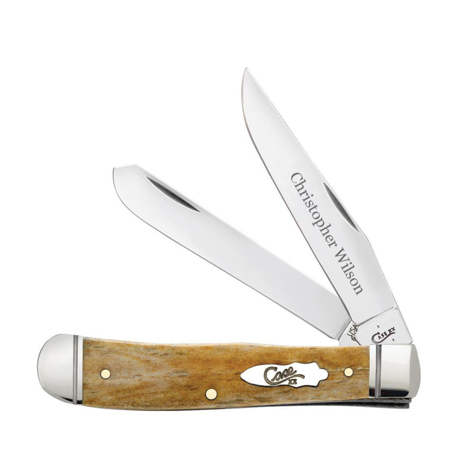 Case knife Engraved Case Antique Bone Smooth Trapper Knife Etsy