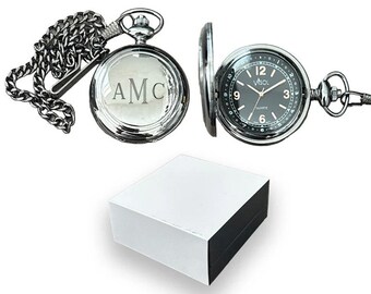 Custom Engraved Pocket Watch: Quartz, Brass Gunmetal Finish, Groomsmen Pocket Watch, Birthday Gift, Anniversary Gift