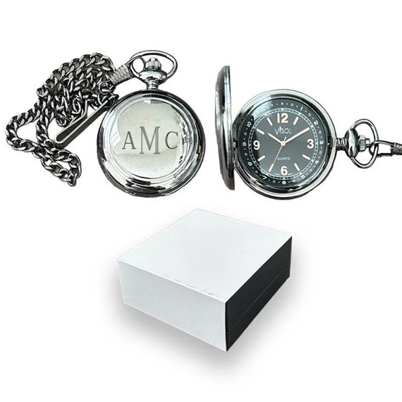 Custom Engraved Pocket Watch: Quartz, Brass Gunmetal Finish, Groomsmen Pocket Watch, Birthday Gift, Anniversary Gift