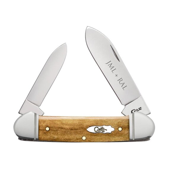 Case Knife Engraved Case Smooth Antique Bone Canoe Knife Etsy