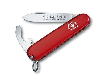 Custom Engraved Victorinox Bantam Swiss Army Knife: Red Alox, Multitool Pocket Knife, Made in Switzerland
