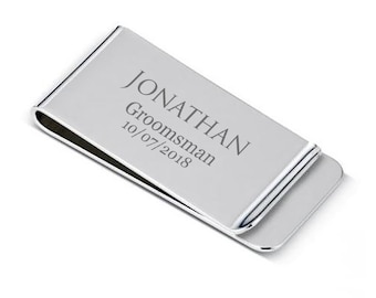 Engraved Stainless Steel Money Clip: Groomsmen Gift, Anniversary Gift