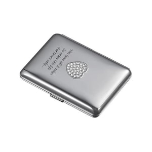 Cigarette Case Engraved, Clear Crystals Heart 14 Regular Sized Cigarettes Case Engraved, Cigarette Holder Custom, Birthday Gift