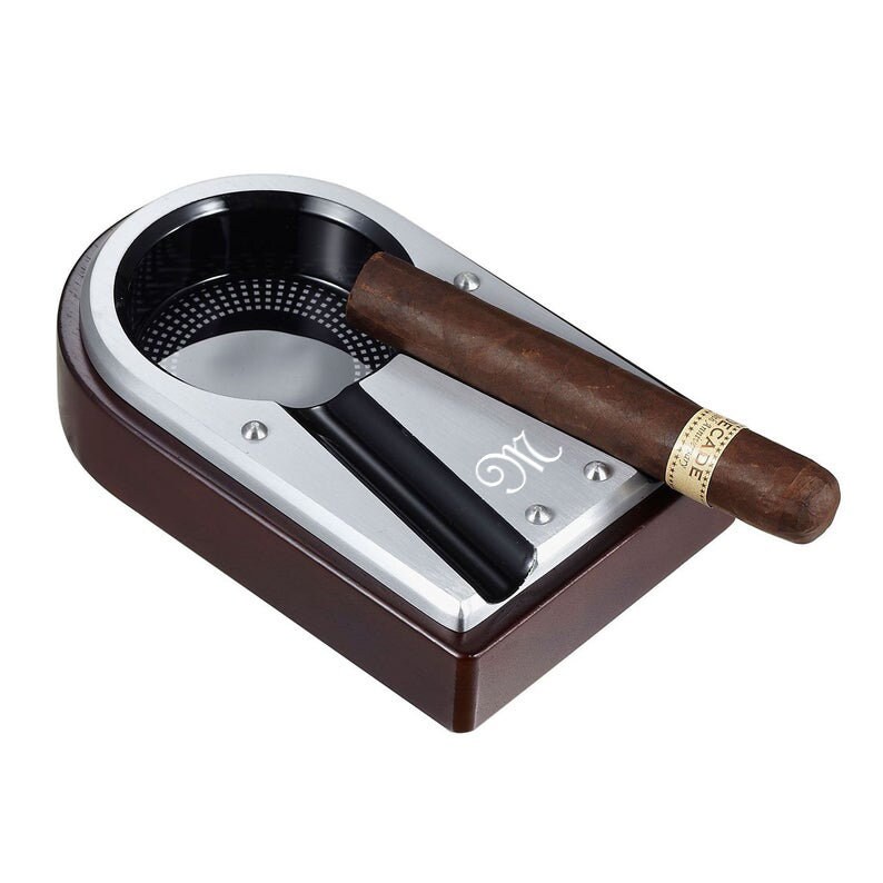 Cigar Ashtray Engraved Metal and Wood Cigar Ashtray Cigar Etsy