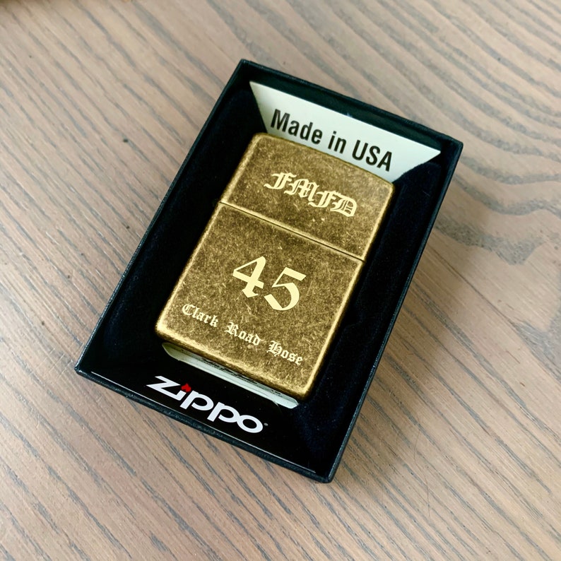 Zippo Lighter Engraved Antique Brass Classic Zippo Lighter Etsy