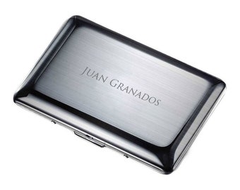 Business Card Holder Engraved, Polished Chrome Stainless Steel Business Card Case Engraved, Business card holder Engraved