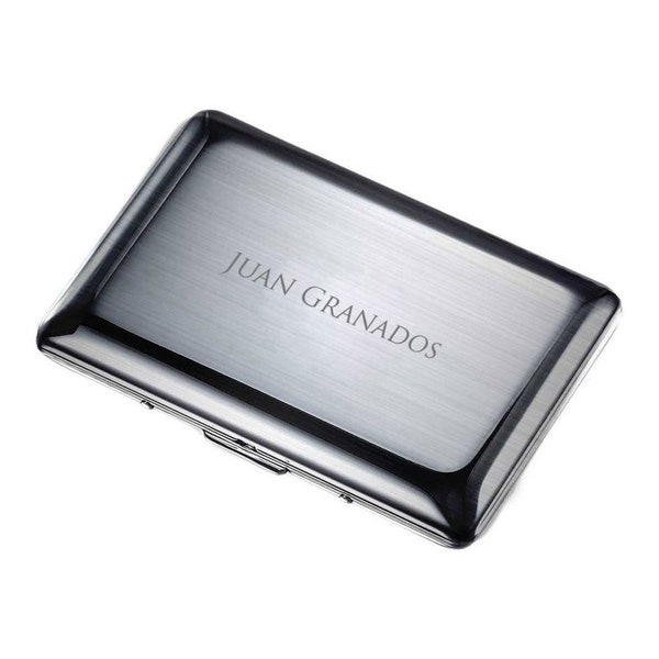 Business Card Holder Engraved, Polished Chrome Stainless Steel Business Card Case Engraved, Business card holder Engraved