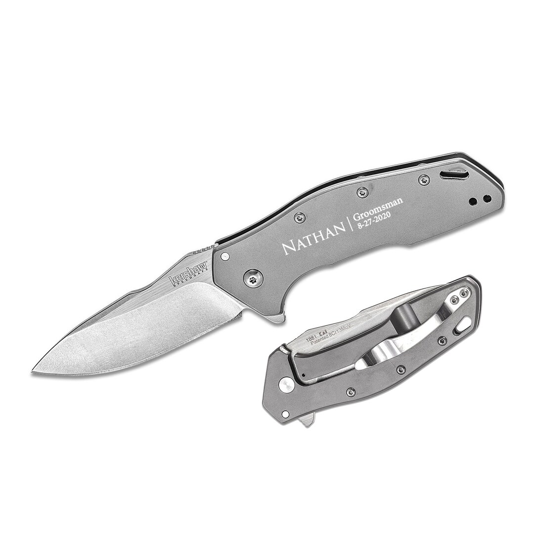 Kershaw Pocket Knife Engraved. Eris Assisted Flipper 3 Twotone Drop