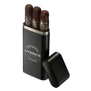 Gepersonaliseerde sigarenkoker, roestvrijstalen zwarte mat reissigarenhouder, cadeaus bruidsjonkers, Vaderdagcadeau, jubileumcadeau - VCASE717BK