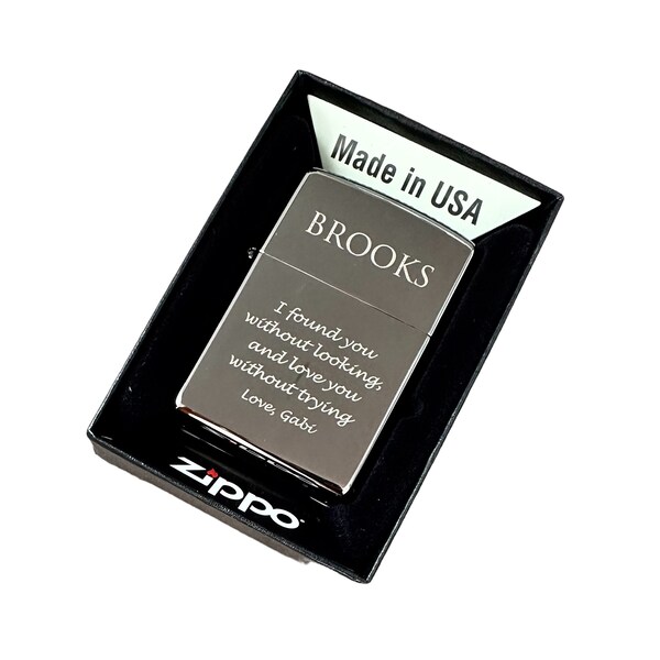 Genuine Zippo Lighter Personalized, Black Ice Zippo Engraved, Original Zippo Guaranteed