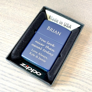 Genuine Zippo Lighter Personalized, Zippo Navy Blue Matte Zippo Engraved, Groomsmen Gift, Fathers Day Gift,Birthday,  Anniversary Gift