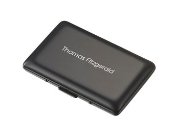 Custom Engraved Black Matte Business Card Holder: Stainless Steel Case, Business Card Case
