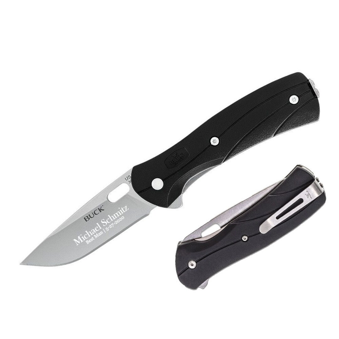 Buck Knife Engraved, Buck Knife Vantage Select Large Linerlock Folder 3 1/4 Knife, Pocket Knife