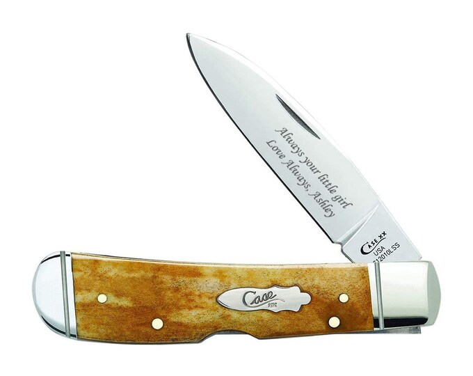 Case Knife Engraved, Smooth Antique Bone Tribal Lock Pocket Knife