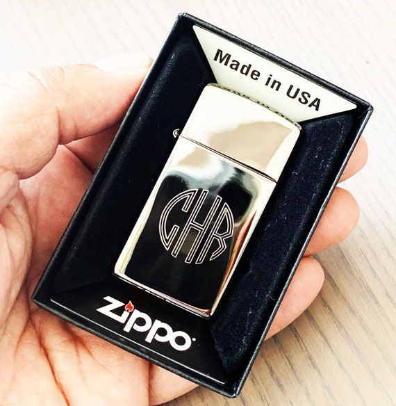 Zippo Lighter Black Ice Slim, Vintage Zippo Design