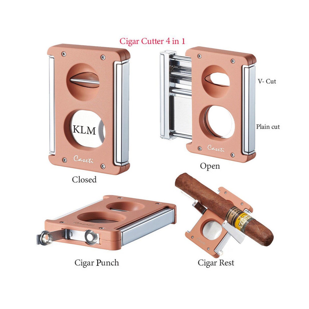 Wedge V Cigar Cutter Engraved, 4 in 1 Cigar Cutter Personalized