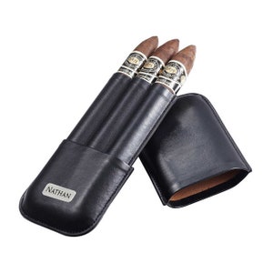 Travel Cigar Case Engraved, Black Leather Cigar Case engraved, Groomsmen Gift, Birthday Gift, Fathers day Gift Anniversary Gift VCASE108