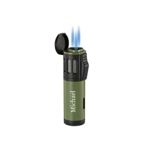 Cigar Lighter Engraved, Green Triple Flame Torch Lighter Engraved, Groomsmen Gift, Fathers Day Gift, Anniversary Gift - VLR402508
