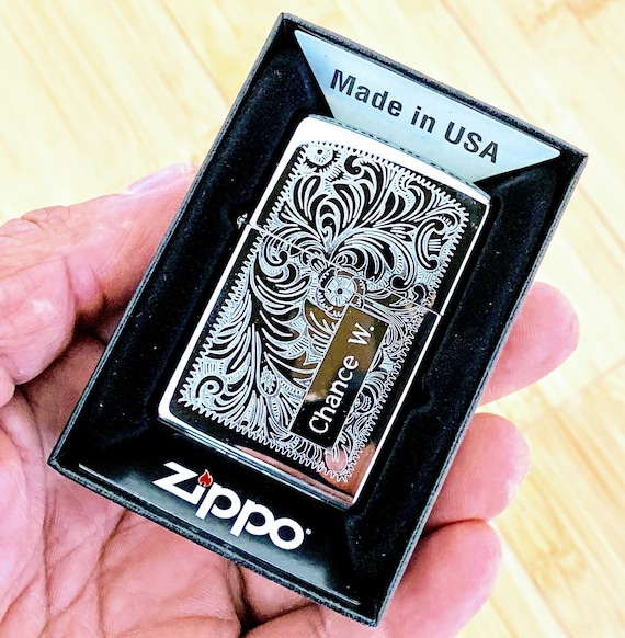Zippo Lighter - Personalized Custom Message Engrave on Brass Zippo Lighter  (Venetian 352B)