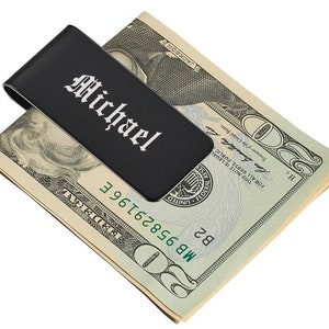 Custom Engraved Money Clip: Black Matte Finish. Groomsmen Money clip, Fathers day Gift, Groomsmen Gift, Anniversary Gift
