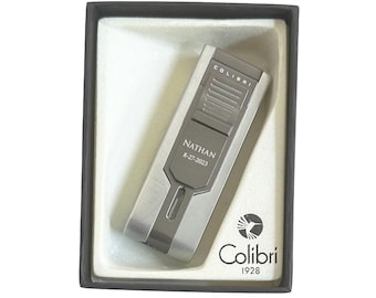 Custom Engraved Refillable Colibri Pointed Double torch Cigar Lighter: Fathers day, Anniversary Gift