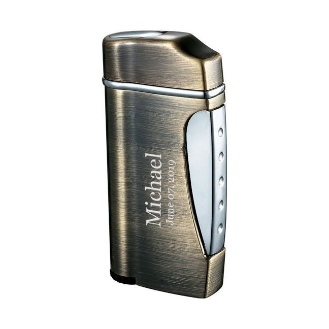 Cigar Lighter Engraved Satin Nickel Finish Torch Lighter Etsy Singapore