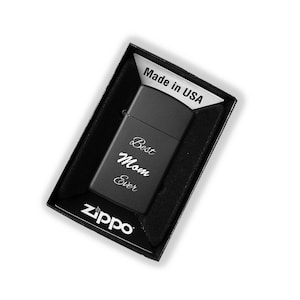 Genuine Zippo Lighter Personalized, Slim Black Matte Zippo Engraved, Original Zippo Guaranteed