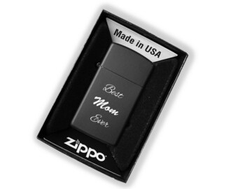 Genuine Zippo Lighter Personalized, Slim Black Matte Zippo Engraved, Original Zippo Guaranteed