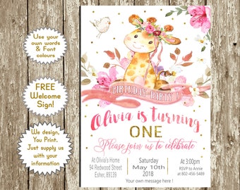 giraffe invitation etsy