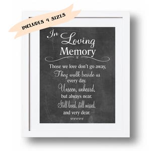 Memorial sign printable In loving memory print Wedding Memorial table Memorial poem Those we love don&#39;t go .. Memory sign 5x7, 8x10 DOWNLOAD
