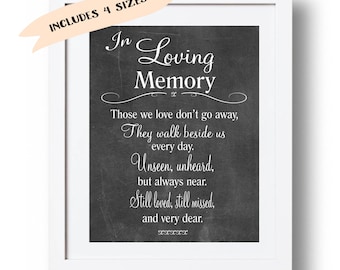 Memorial sign printable In loving memory print Wedding Memorial table Memorial poem Those we love don&#39;t go .. Memory sign 5x7, 8x10 DOWNLOAD