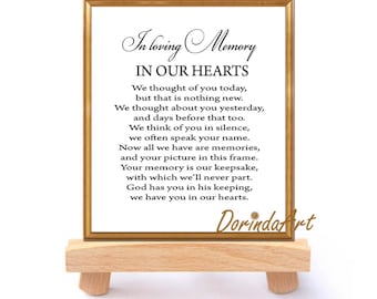 Wedding Memorial table In loving memory printable Memorial sign Memorial quotes We thought of you today .. Memory print 5x7 + 8x10 DOWNLOAD