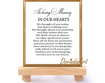 Wedding Memorial table In loving memory printable Memorial sign Memorial quotes We thought of you today .. Memory print 5x7 + 8x10 DOWNLOAD