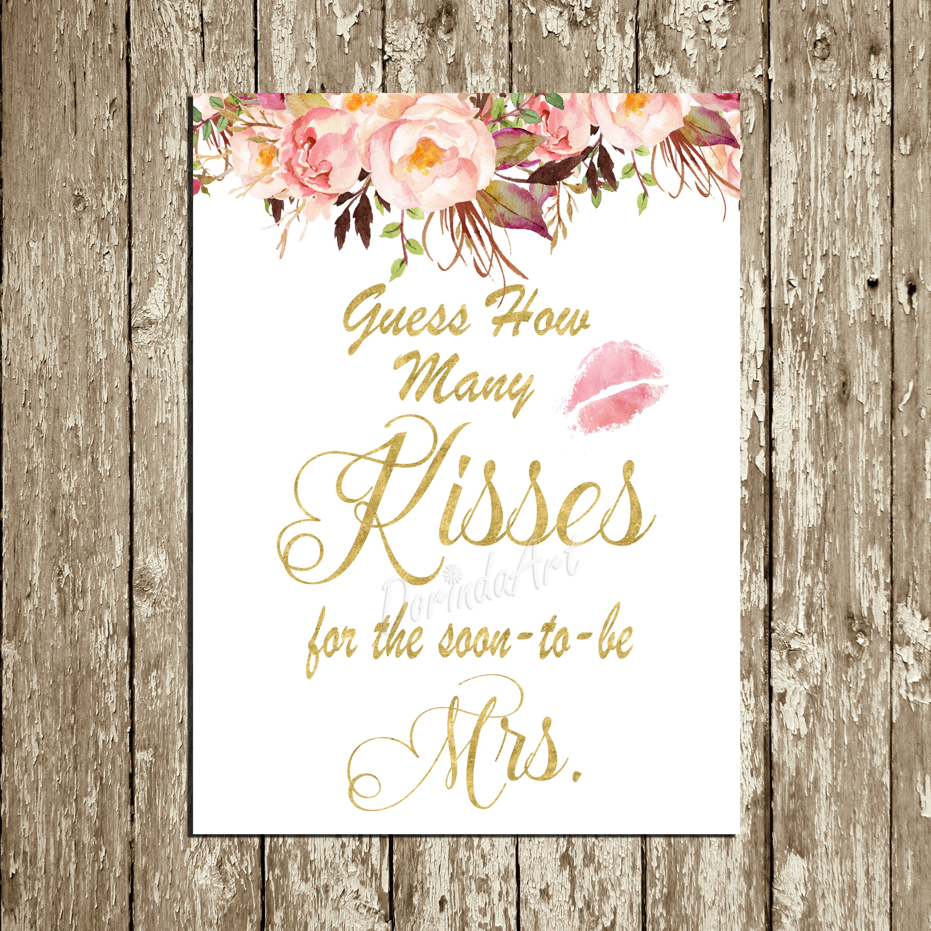 Guess how many kisses for the soon to be mrs bridal shower etsy