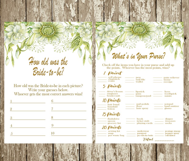 Bridal Shower Games Printable Greenery Bridal shower games package Floral Bridal shower game INSTANT DOWNLOAD Bingo What did the groom say