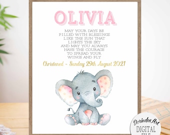 Christening gifts for girls, Personalised Baptism gifts for baby girls from Godmother Printable Baptism gift from Godparent Christening poem