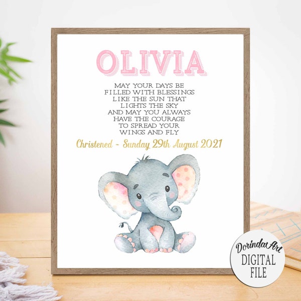 Christening gifts for girls, Personalised Baptism gifts for baby girls from Godmother Printable Baptism gift from Godparent Christening poem