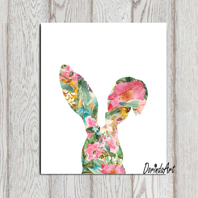 Download Bunny nursery art Flower bunny print Watercolor Floral ...