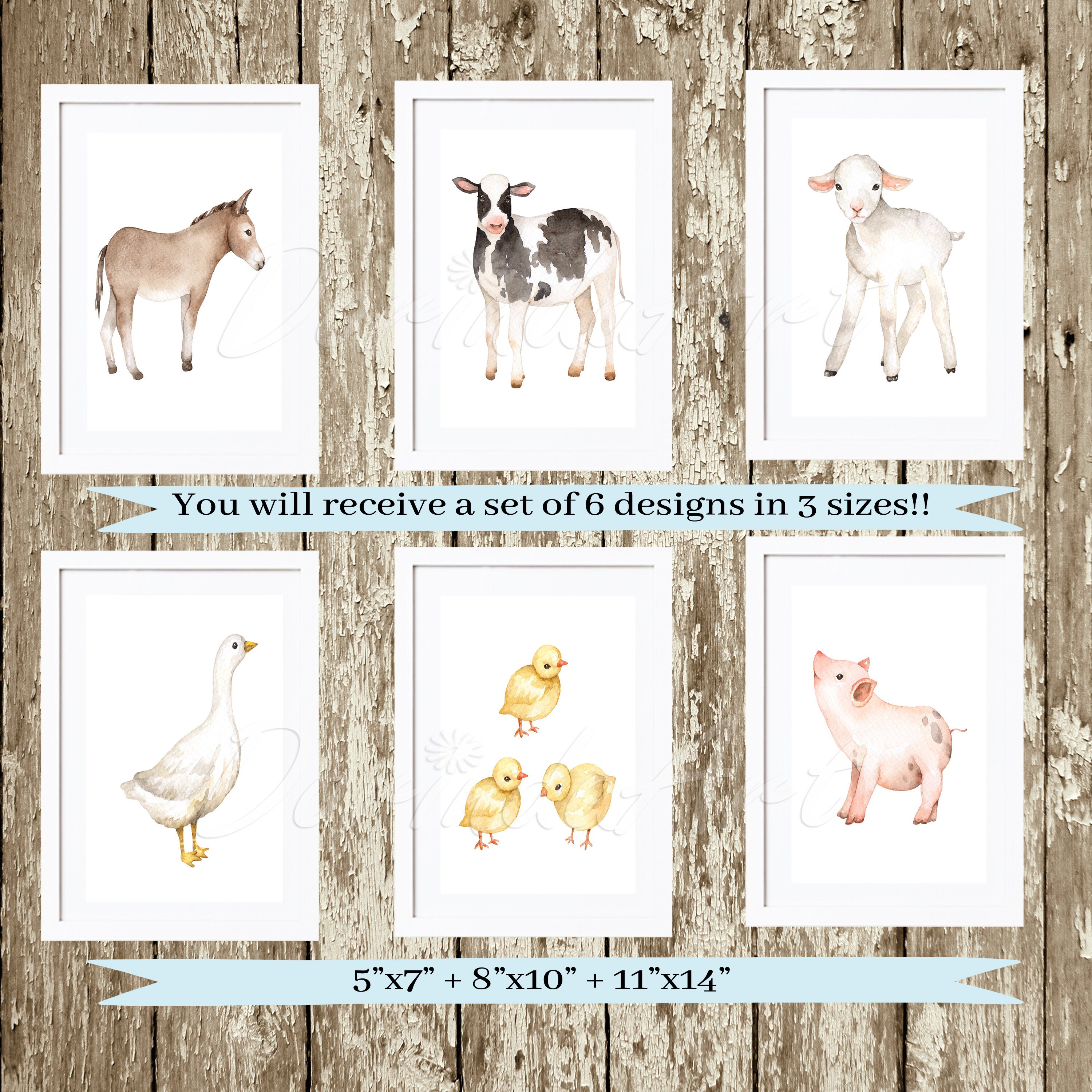 Baby Farm Animal Prints Farm Animal Decor Farm Animal Etsy
